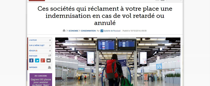 Le Figaro : Ces sociétés qui réclament à votre place une indemnisation en cas de vol retardé ou annulé
