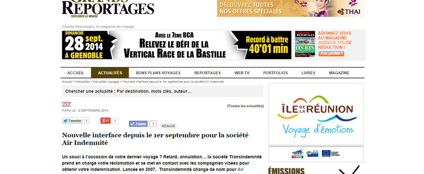 Nouvelle interface depuis le 1er septembre pour la société Air Indemnité