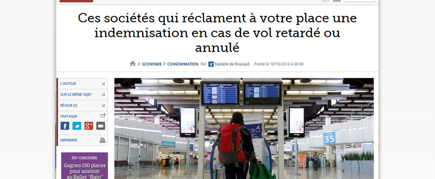 Le Figaro : Ces sociétés qui réclament à votre place une indemnisation en cas de vol retardé ou annulé