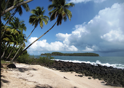 Une plage de l'île Saint-Joseph, l'une des îles du Salut 